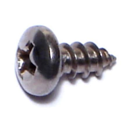 Sheet Metal Screw, #8 X 3/8 In, 18-8 Stainless Steel Pan Head Phillips Drive, 100 PK